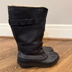 Sorel Black Winter Fancy Tall Black Waterproof Leather Boots